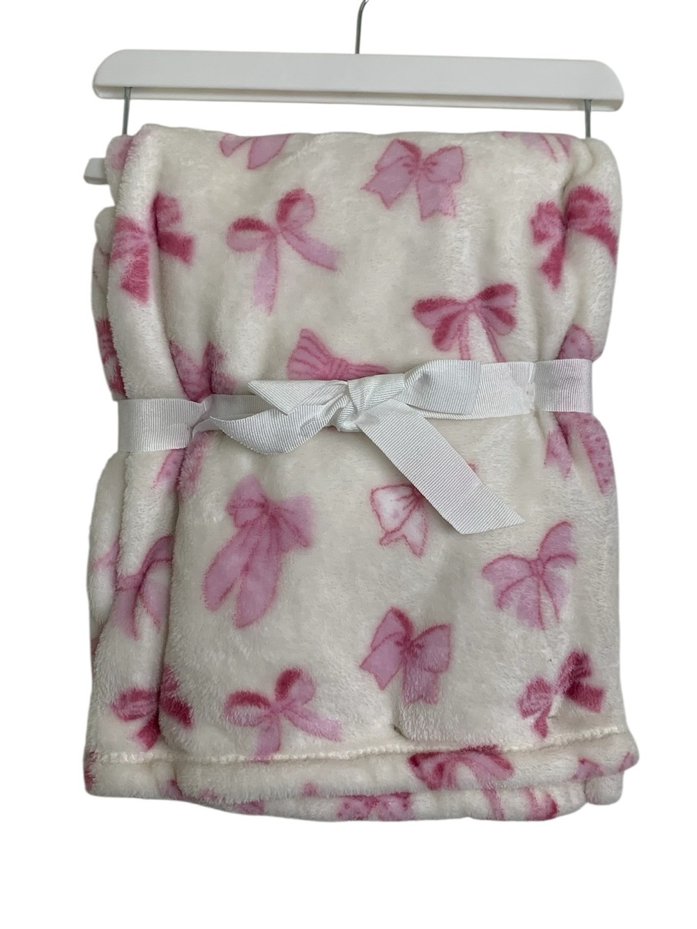 NEW Baby Blanket Pink Bows Soft Throw Blanket